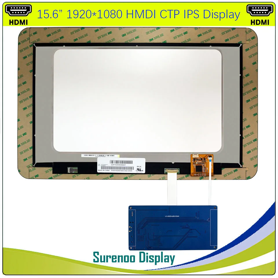 15.6" inch 1920*1080 IPS HDMI-Compatible LCD Module Monitor Display Screen USB Capacitive Touch Panel for RaspBerry Pi