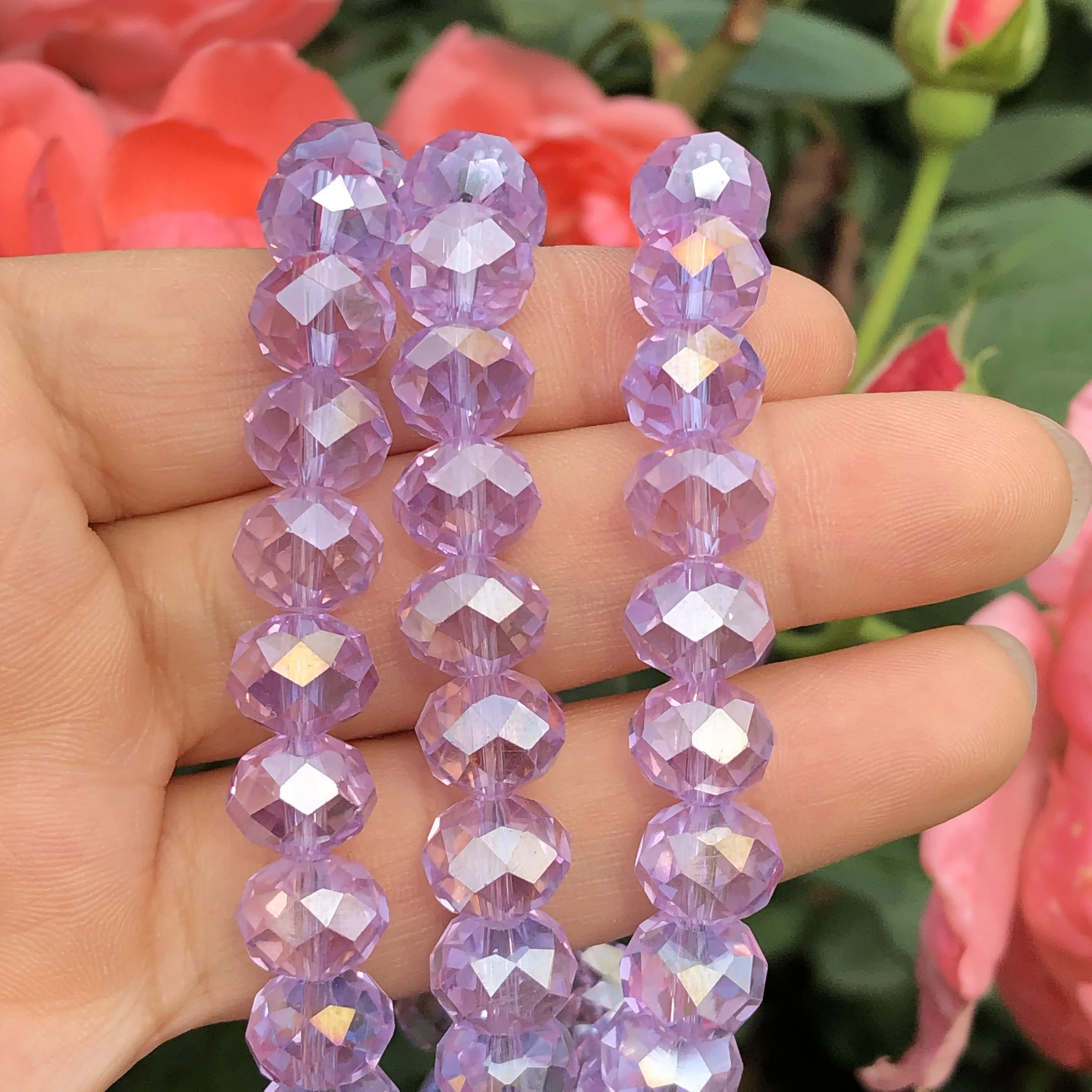 Upscale Purple Multicolor Austrian Crystal Glass Faceted Rondelle Loose Spacer Beads For Jewelry Making Diy Bracelet 6/8/10MM