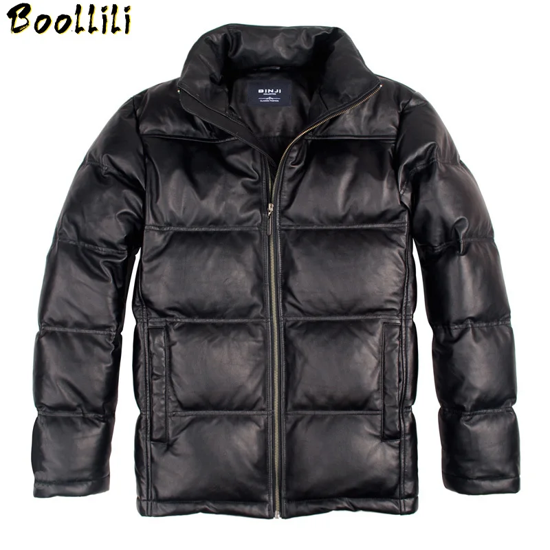 

Leather Boollili Genuine Jacket Men Winter White Goose Down Jacket Mens Sheepskin Coat Plus Size Puffer Jacket