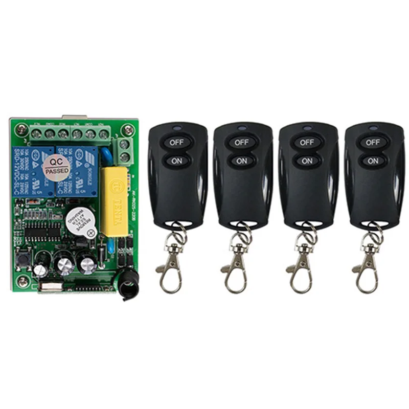 

AC 220V 2CH 2CH Remote Control Light Switch Relay Output Radio Receiver Module and black Transmitte Garage Doors, Electric Doors