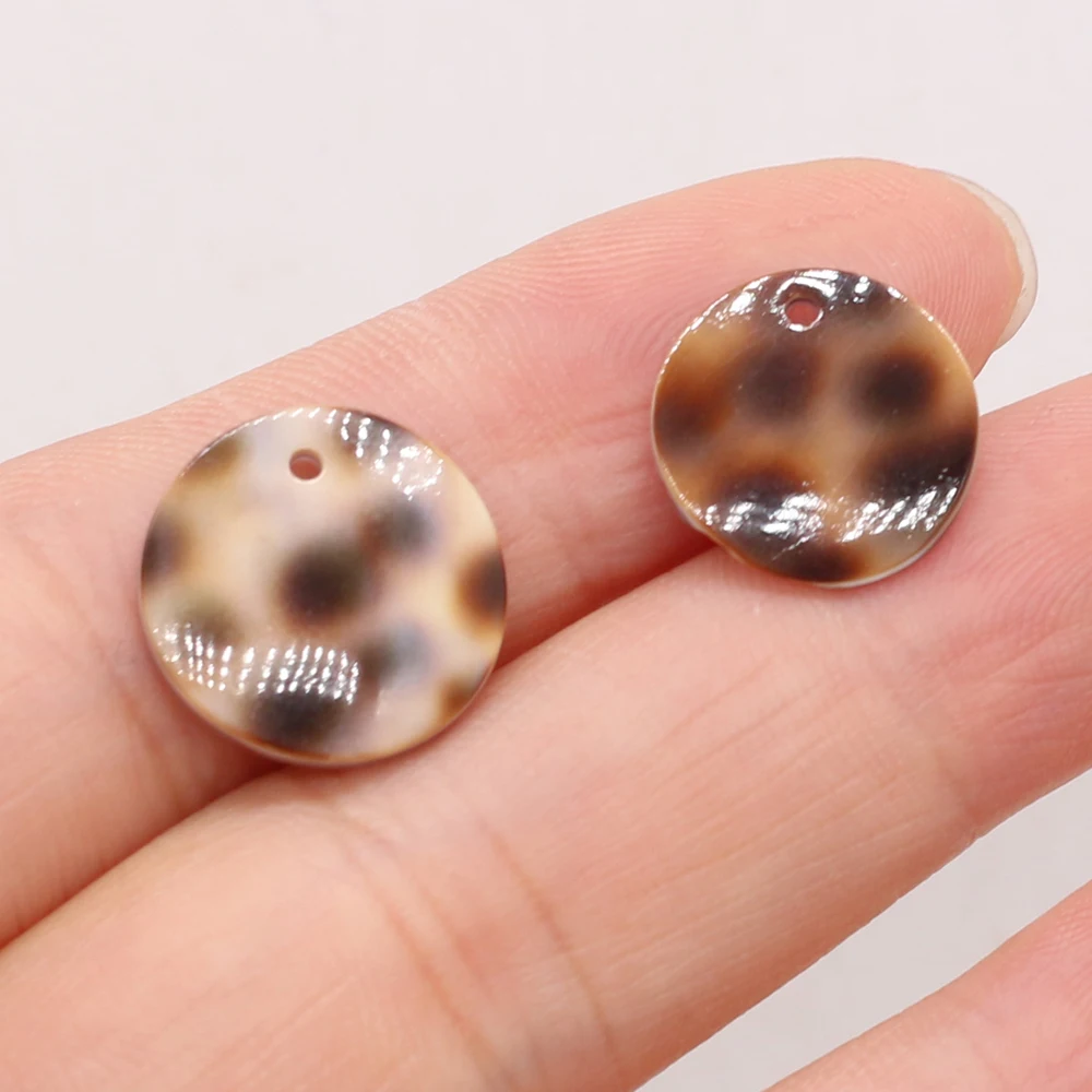 5 PCS Natural Round Shell Leopard Pattern Circular Loose Spacer Bead Pendant Fashion Jewelry DIY Necklace Earrings Bracelet