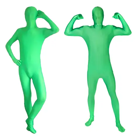 Unisex Adult Green Bodysuit Stretch Costume 160/170/180cm Full Body Photography Chromakey Green Suit for Video Festival Cosplay