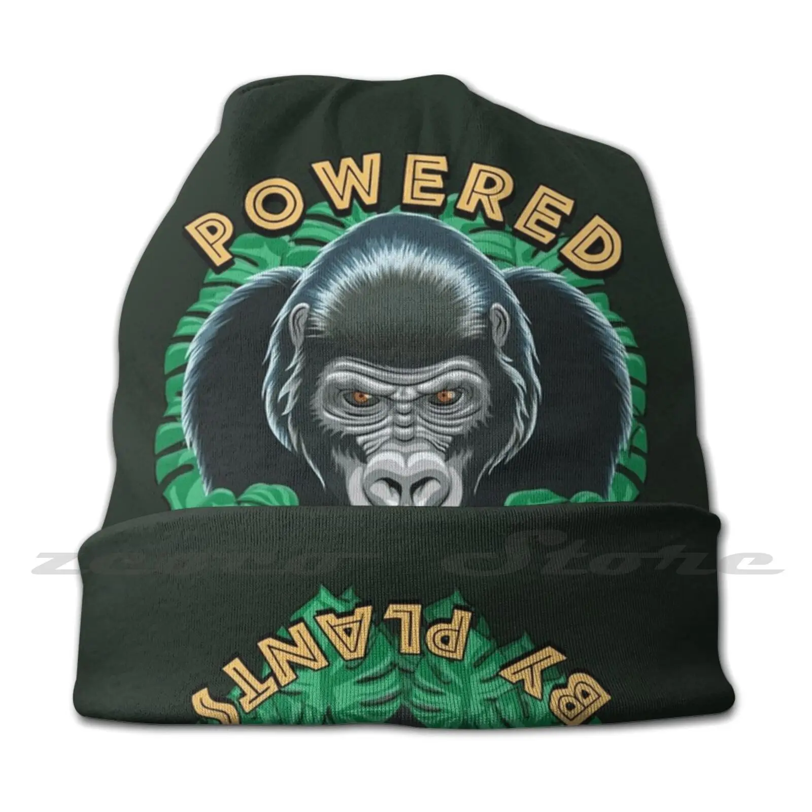 Vegan Gorilla Powered By Plants Knit Hat Elastic Soft Personalized Pattern Present Cap Powered By Plants Plant Powered Plant