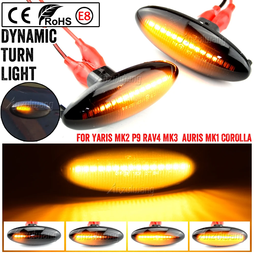 

2PCS Dynamic Side Marker Light Turn signal light lamp for Toyota Yaris Mk2 P9 RAV4 Mk3 ACA3/ALA3 Auris Mk1 E15 COROLLA 07-10