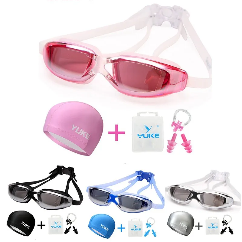 

New 4 Pcs Electroplating UV Waterproof Anti fog Swimwear Eyewear Swim Diving Water Glasses Gafas Swimming Goggles Women Men 2022