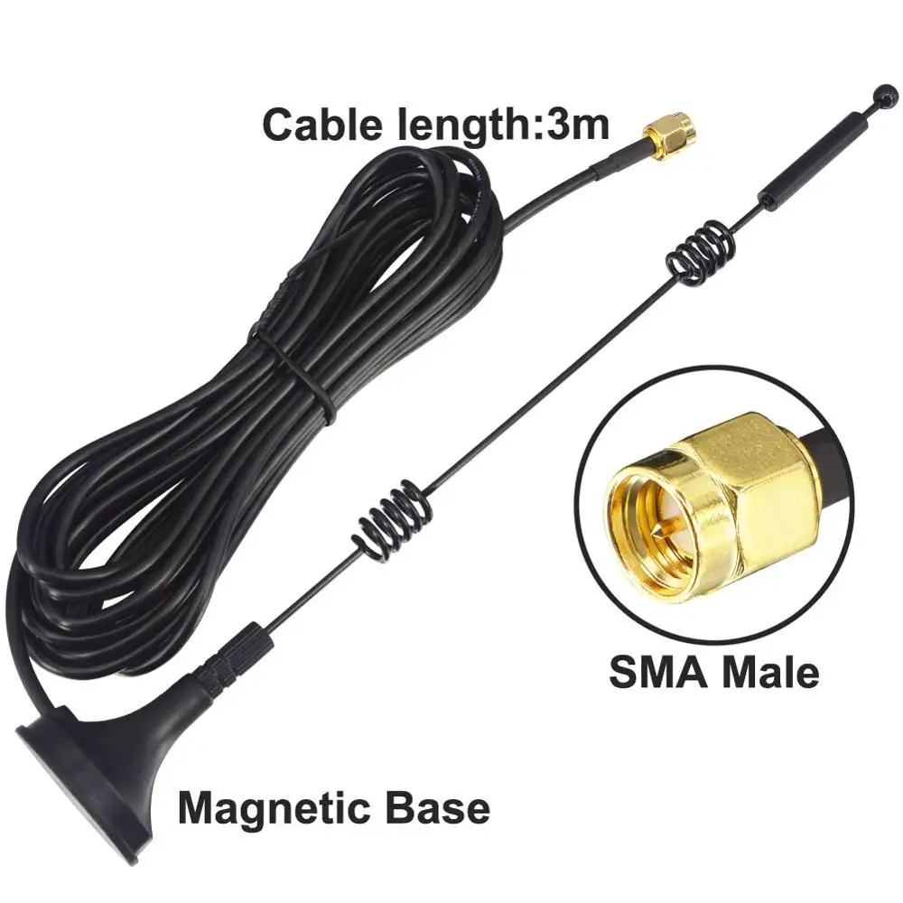 Antena WIFI 12dbi 2,4G/5,8G, antena de doble banda, SMA macho con Base magnética para enrutador, amplificador de señal de cámara