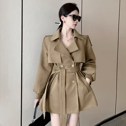 2023 Nieuwe Lente Herfst Taille Slim Lace Up Korte Geul Jassen Voor Vrouwen Kleding Koreaanse Windjack Jassen Bovenkleding D918