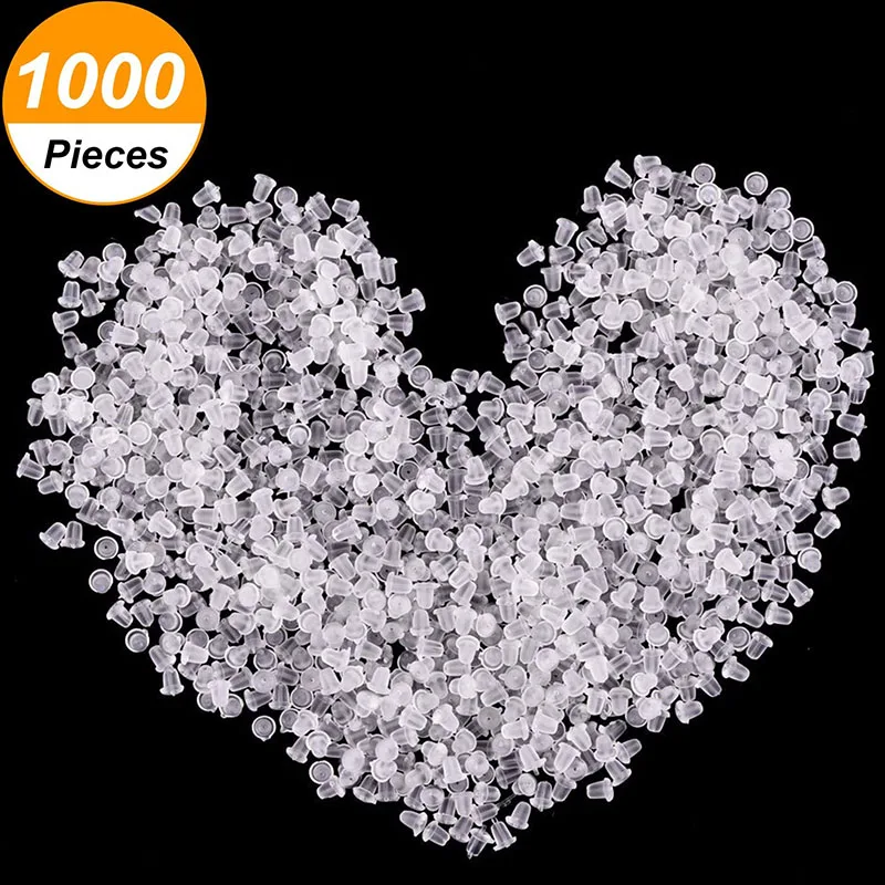 1000Pcs Silicone Rubber Earring Clasp Transparent Ear Nut Plugging Earrings DIY Jewelry Findings Accessories Materials