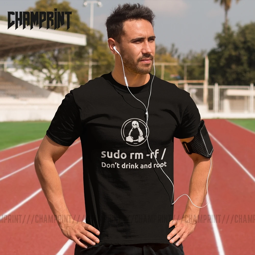 Programmer Programming Coding Coder Men T Shirt Linux Root Sudo rm - rf Funny Short Sleeve T-Shirt 100% Cotton Gift Clothes