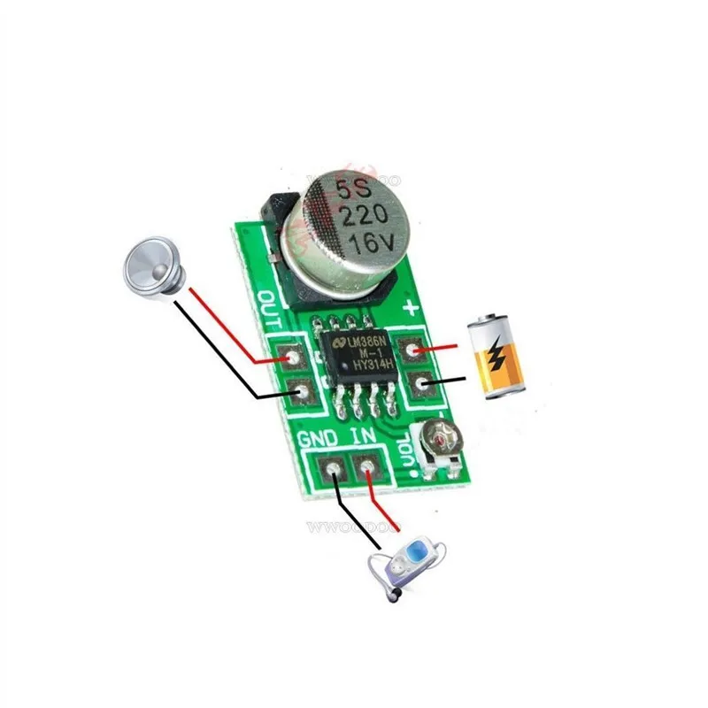 Adjustable Mini LM386 DC 3.8V-12V 150mA 5V  Audio Power Amplifier Board Micro Amp Module Max 750mW high Impedance Voice AMP