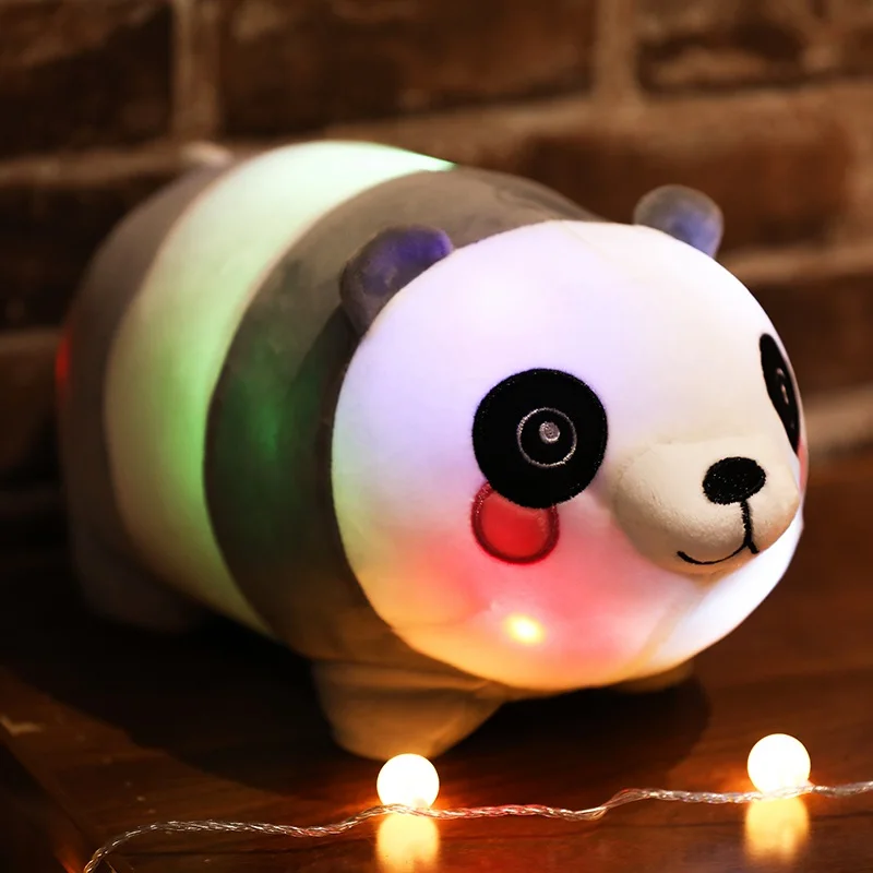 Creative Light Up LED White Bear&Panda&Shiba Inu Stuffed Animals Plush Toy Colorful Glowing Luminescent Christmas Gift Pillow