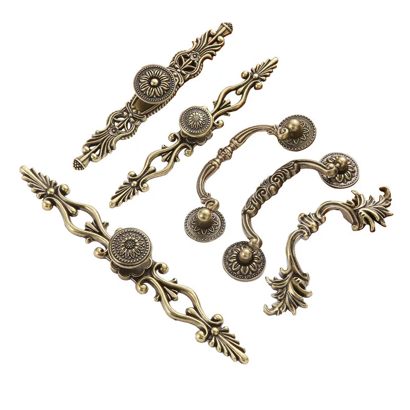 Vintage Retro Furniture Cabinet Cupboard Drawer Handle Zinc Alloy Bronze Decorative Knob and Pull