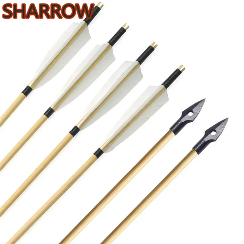 

6Pcs Handmade Archery Wooden Arrows Turkey Feathers Traditional Shaft Arrows Recurve Compound Bow Training Shooting Accessories