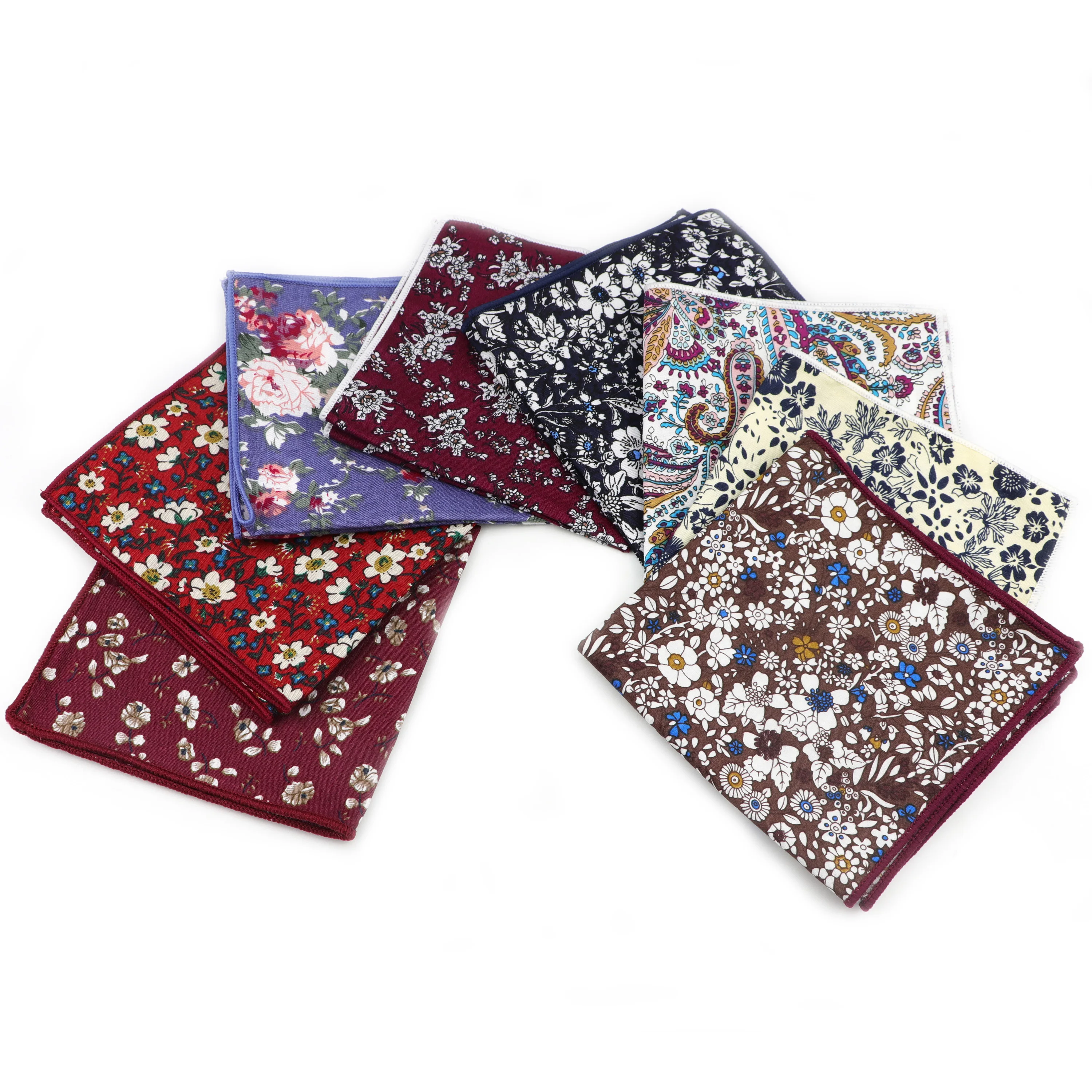 Men\'s Floral Pocket Square Retro Printed Hankies Cotton Handkerchiefs  Colorful Printing Flower Casual Chest Suit Towel 22*22CM