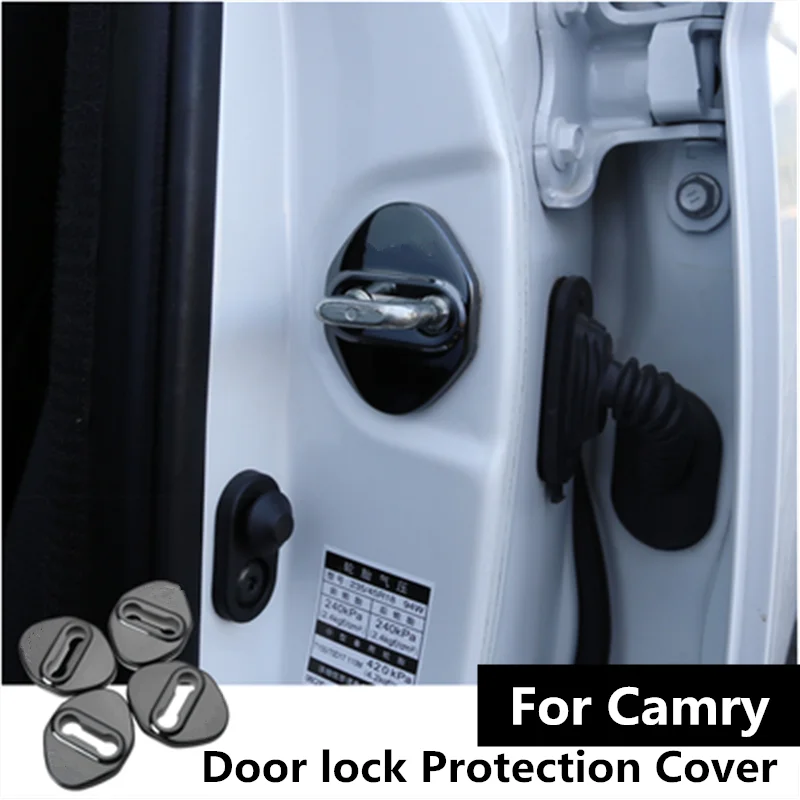 4PCS Stainless steel Car Door lock Striker Protection Cover For Toyota Camry XV70 2017 2018 Interior Accessories