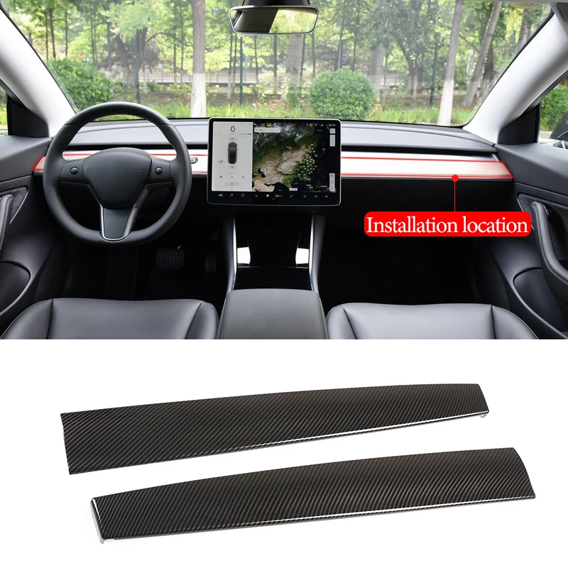 

Car Dashboard Panel Trim Instrument Outlet Decoration Sticker ABS Carbon fiber For Tesla Model 3 Interior Modified Accessories