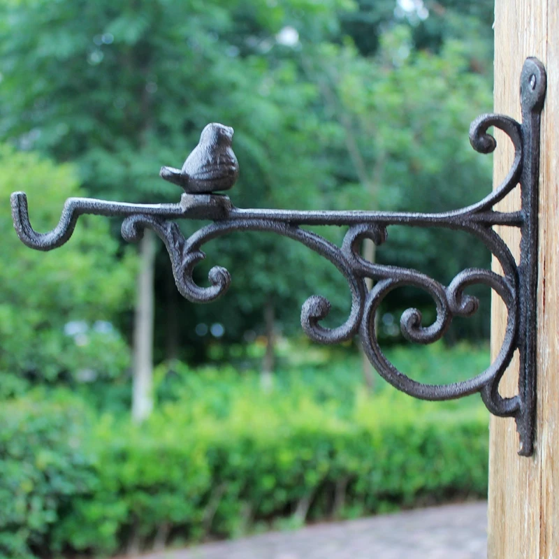 Rustic Decorative Cast Iron Wall Hooks for Hanging Lanterns Hummingbird Feeders Wind Chimes Planters Macrame Plant Hangers