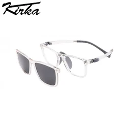 Kirka TR90 Clip-on Sunglasses for Kids Solid Color Magnetic Sun Glasses Child Eyewear Polarized Glasses Fashion Brand Design