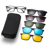 1 + 5 gafas de manga magnética polarizadas montura masculina ultraligera miopía montura cuadrada gafas de sol graduadas ópticas femeninas 12147