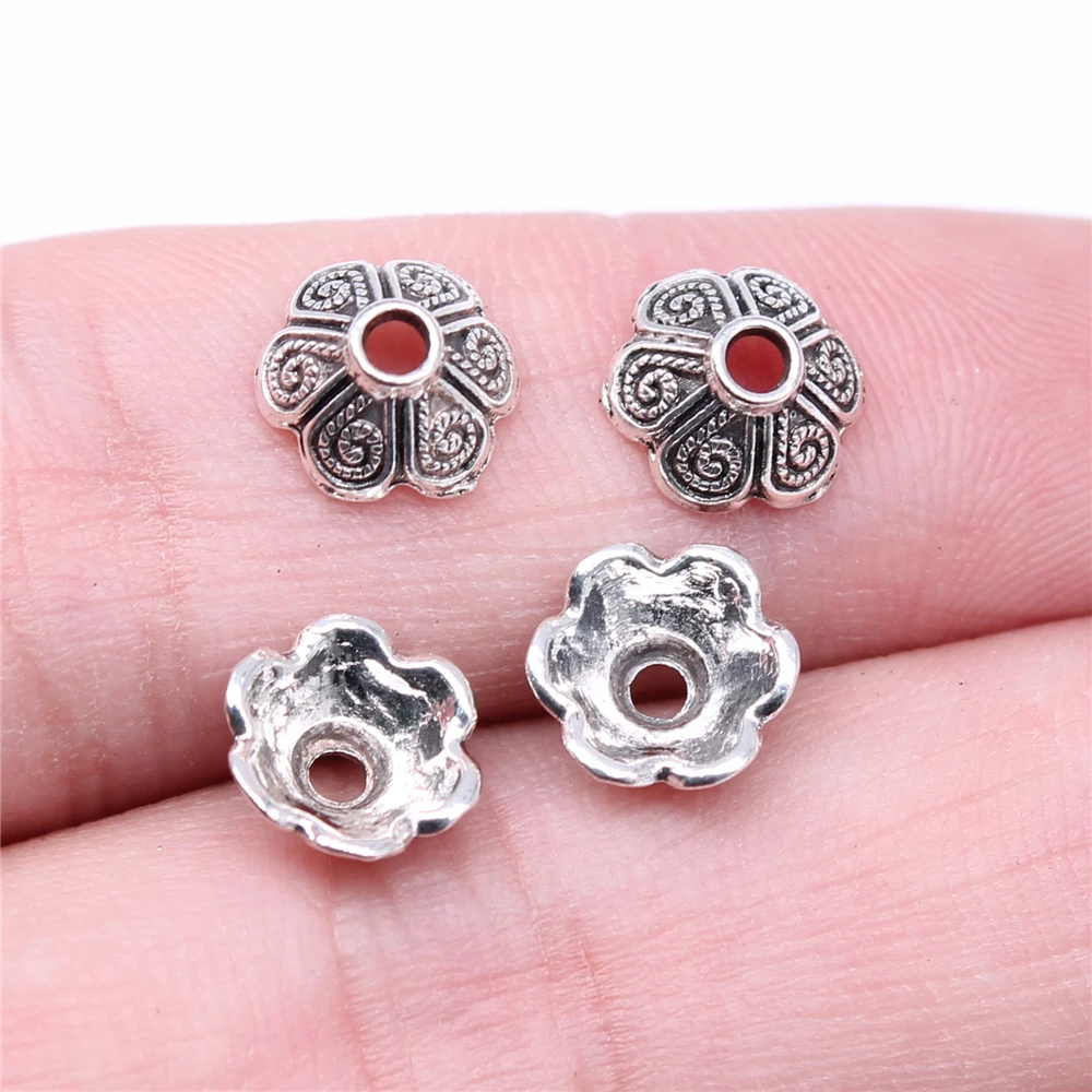 

Wholesale 500pcs/bag Charms Wholesale 9x9x4mm Bead Caps For Jewelry Making Antique Silver Color Alloy Charms