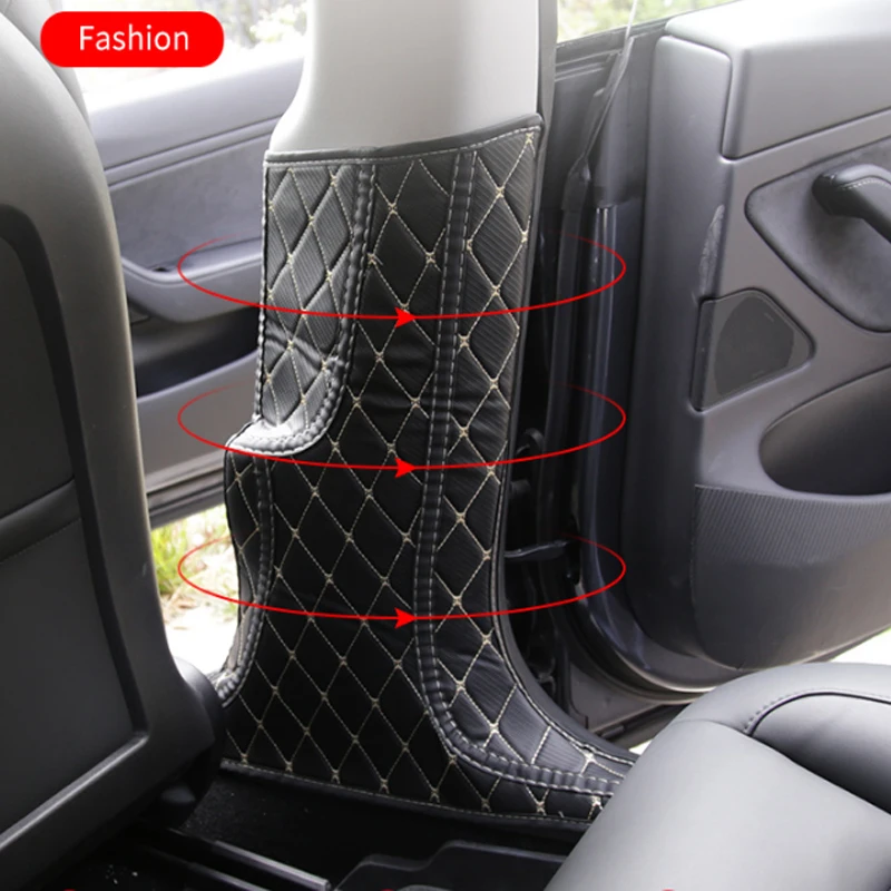 A Little Change Car internal leather B column protection Non-slip mat Car Anti-dirty Pad Anti kick mat for Tesla Model 3