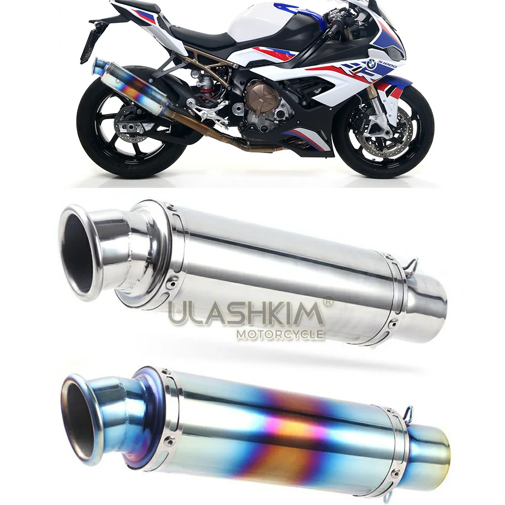 60mm e-mark Universal Motorcycle Exhaust Escape Muffler S1000RR CBR1000 Ninja400 EX400G Xmax300 Z1000 FZ800 CBR500 RSV4