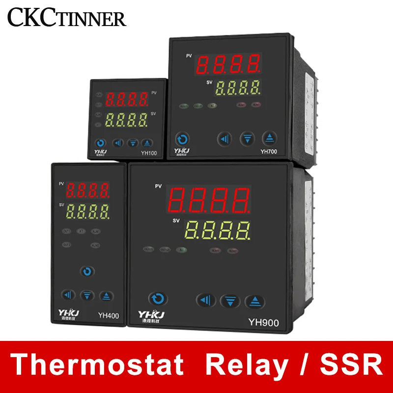 Dual Output SSR+Relay Thermostat Digital Display YH100 YH400 YH700 YH900 Intelligent Universal Input Temperature Controller 220V