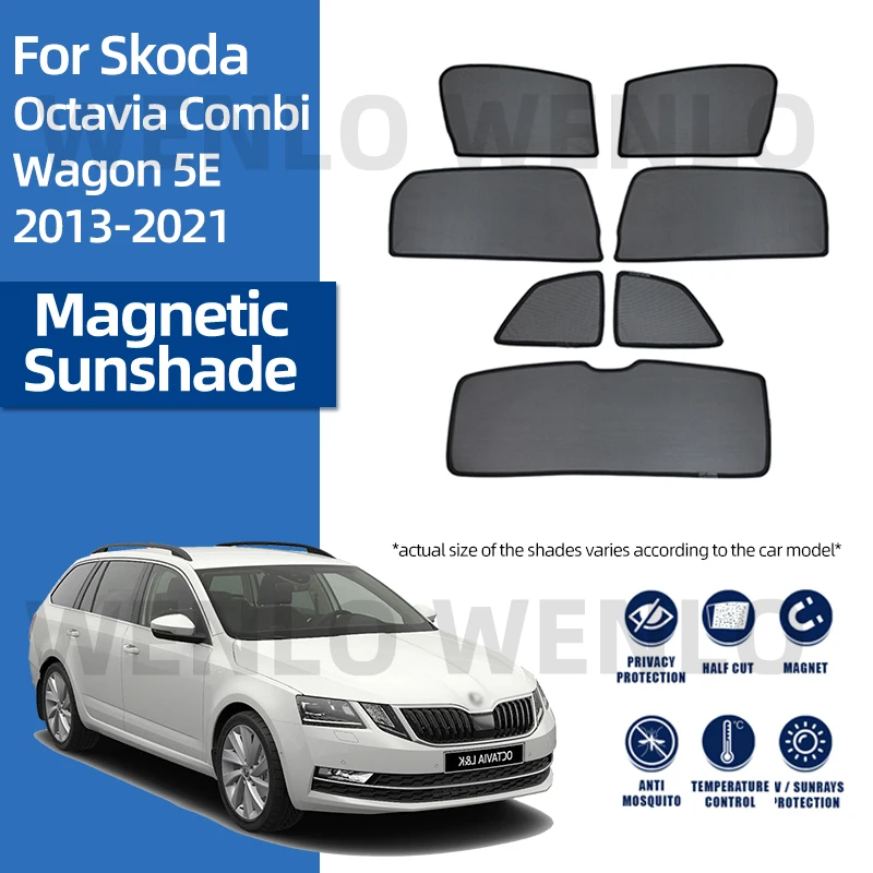 For Skoda Octavia 5E Combi Wagon 2013-2020 Window Sunshade Glass Shield Interior Sun Visor Mesh Car Curtain Net Magnetic Shield