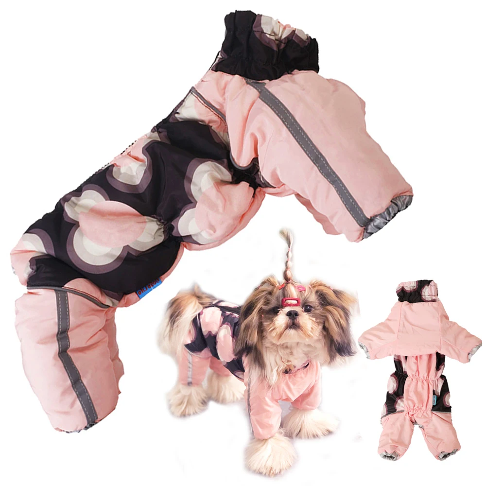 Dog Clothes Winter Waterproof Small Dog Overalls Reflective Pet Jumpsuit Russian Style Male/Female Dog Coat Snowsuit Thick Warm