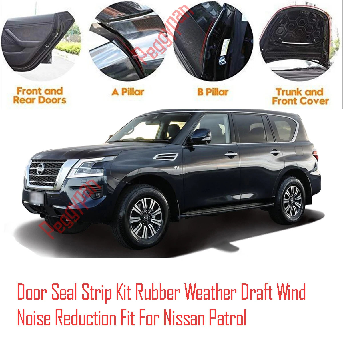 Door Seal Strip Kit Self Adhesive Window Engine Cover Soundproof Rubber Weather Draft Wind Noise Reduction Fit For Nissan Patrol carbon fiber car gear shift panel cover electronic window control trims for nissan 350z 2003 2004 2005 2006 interior accessories