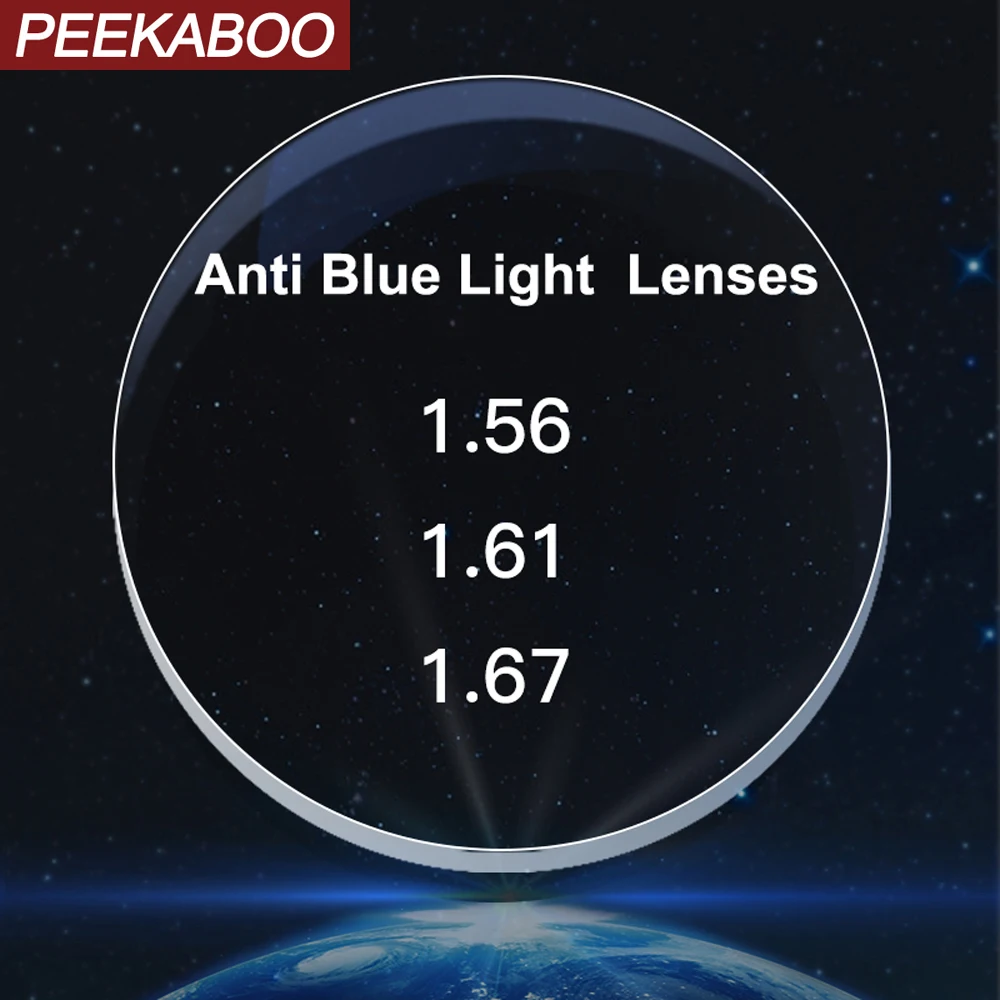 Peekaboo CR-39 resin anti blue light aspheric prescription glasses lenses clear myopia hyperopia lens 1.56 1.61 1.67 1.74