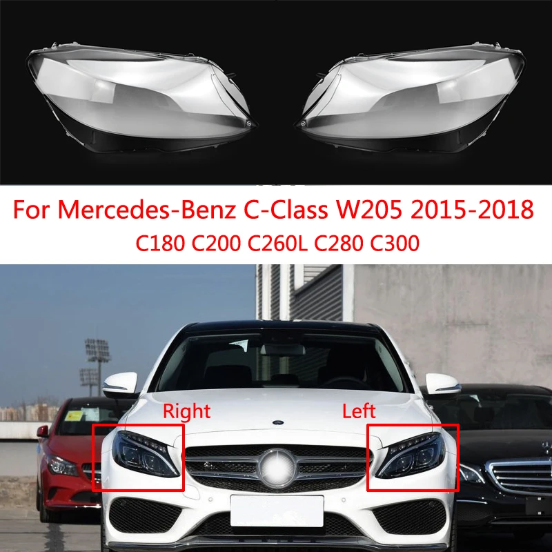 

Car Headlight Cover Headlamp Light Glass Len Case Auto Shell Cover For Benz 2015-2018 C-Class W205 C180 C200 C260L C280 C300