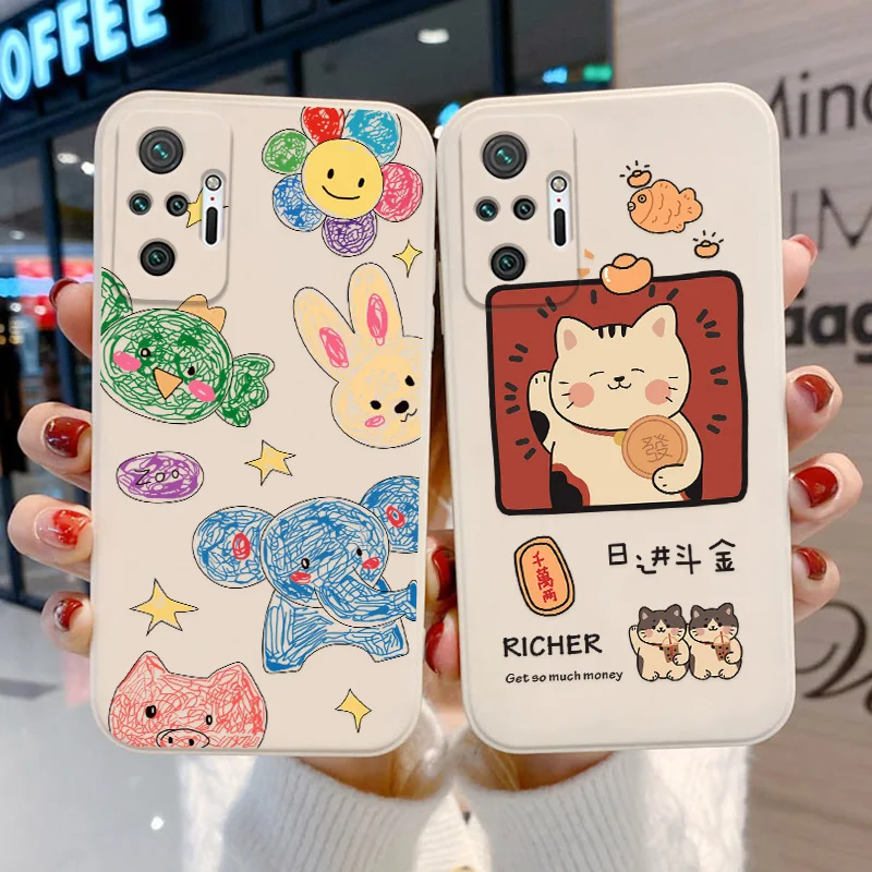 Cute Cat Case For Xiaomi Redmi Note 10 Pro Case Soft Cover Redmi 10 9A 9C 9T Note 8 9 11 12 Pro 8T 7 9 S Poco X3 X5 Pro M3 F3 M4