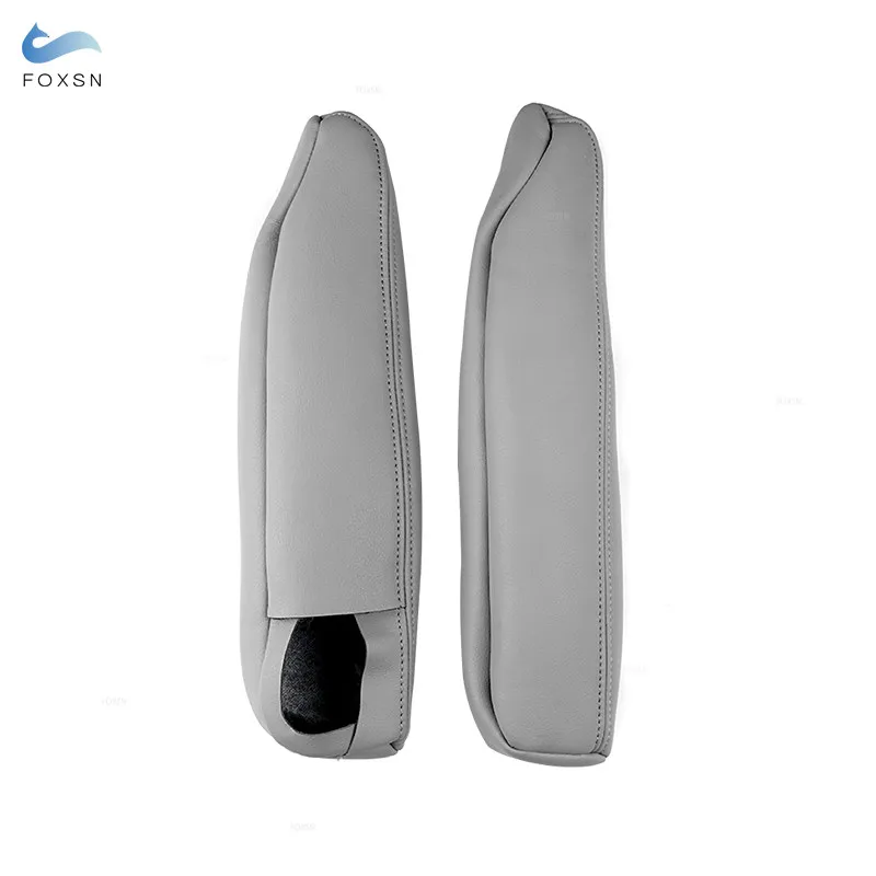 For Land Rover Discovery 3 4 04-16 For Range Rover Sport 05-13 2pcs Car Side Seat Armrest Handle Leather Cover Decor Gray