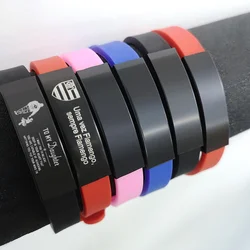 Pulsera de silicona de goma personalizada, brazalete de identificación, deslizante ajustable, nombre personalizado para mujeres, hombres, niñas y niños