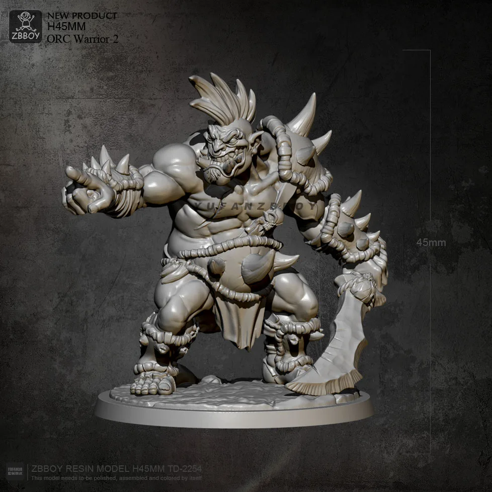 

45mm Resin Model Kits Orc Warrior Figure Self-assembled TD-2254