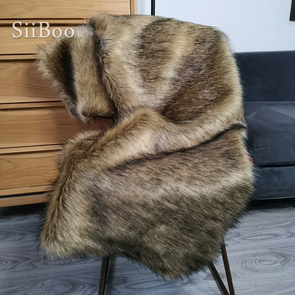 Brown 4cm plush faux fur fabric for winter coat vest stage cosplay black top dyed fur fabric tissue DIY 170*50cm 1pc SP5607