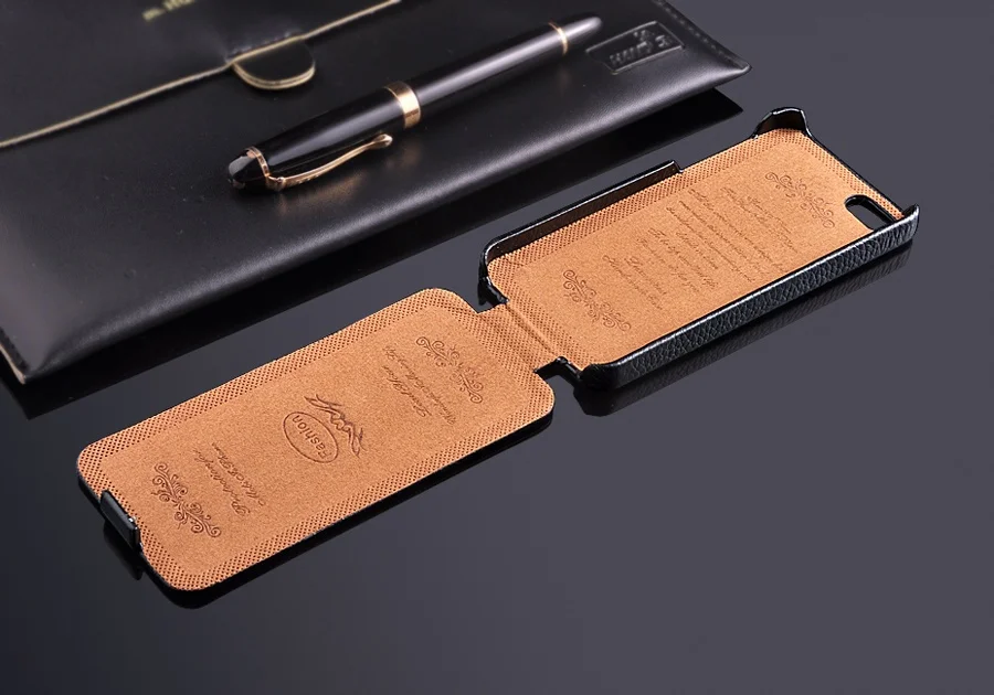 Genuine Leather Vertical Flip Case for iPhone 5, 5S, SE, 100% Real Leather, High Quality, Free Screen Protector, Litchi Stria