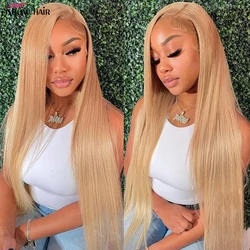 27 Color Lace Frontal Wig Brazilian Straight Honey Blonde 4x4 Lace Closure Wigs Human Hair 13X4 Lace Front Human Hair Wigs
