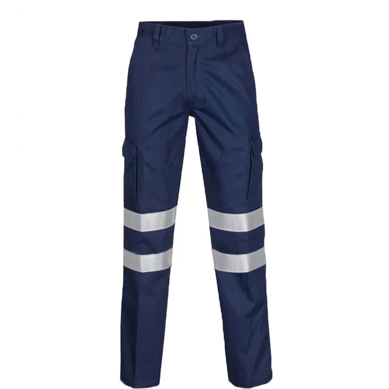 Mens Hi Vis Work Wear Pant Night Reflective Pant High Visibility Pant 100% Cotton Long Pants Navy Blue Pant