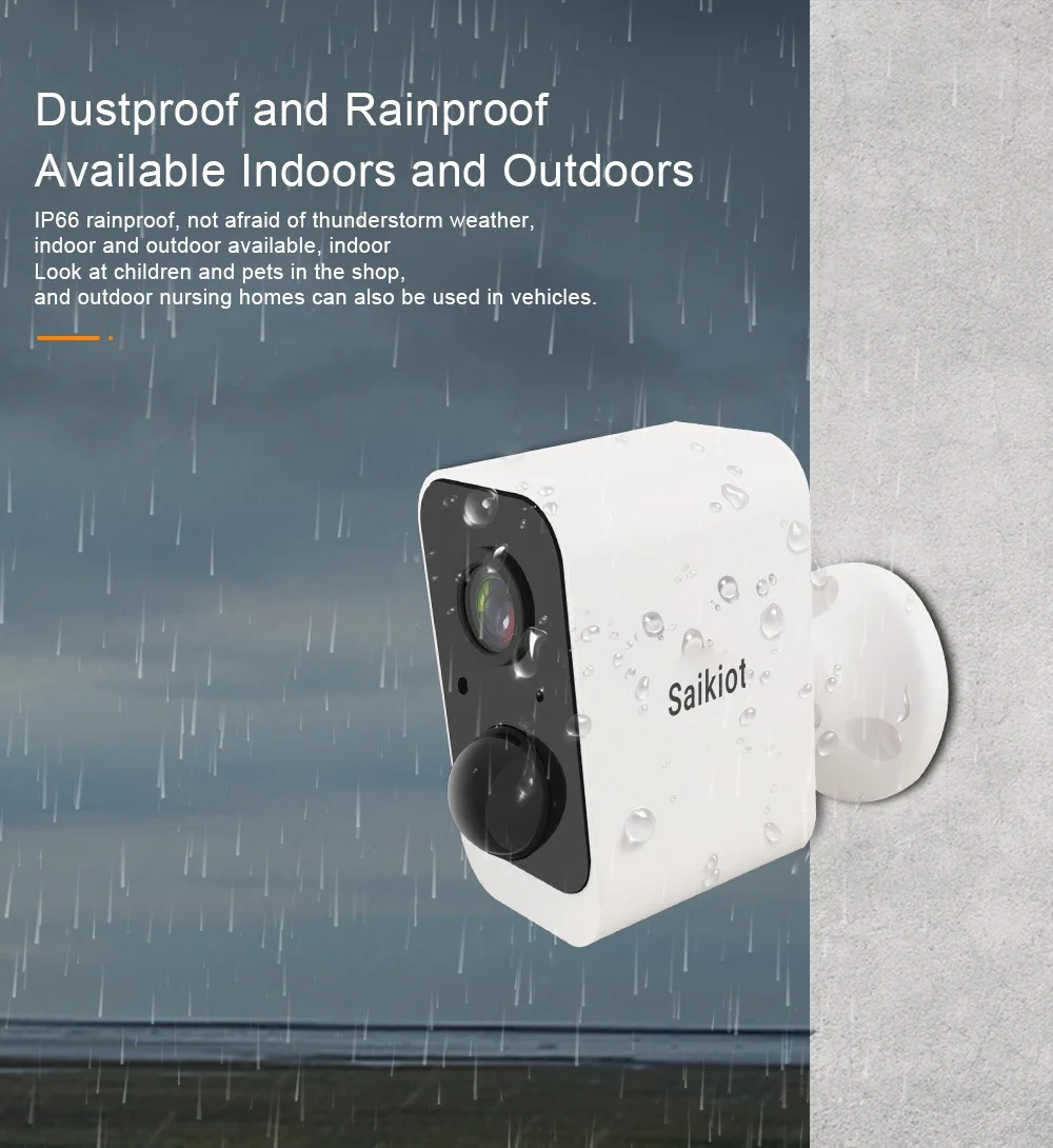 Saikiot Tuya Smart 2MP 1080P WIFI Battery Camera Two Way Audio PIR Motion Detect Camera