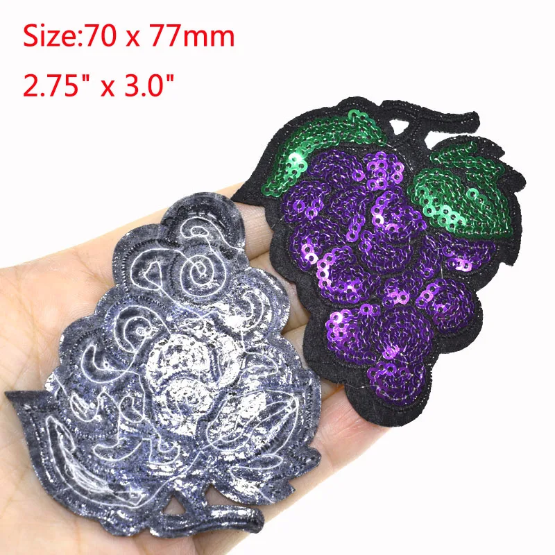 2Pcs Grape Pattern Iron On Patches For Clothing Embroidery Patch Badge Stickers DIY Accessories