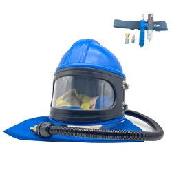 HOLDWIN Blue Sandblaster Hood Blasting Helmet / Air filter /AIR Supplied Safety Sandblast Helmet with Thermostat  filter