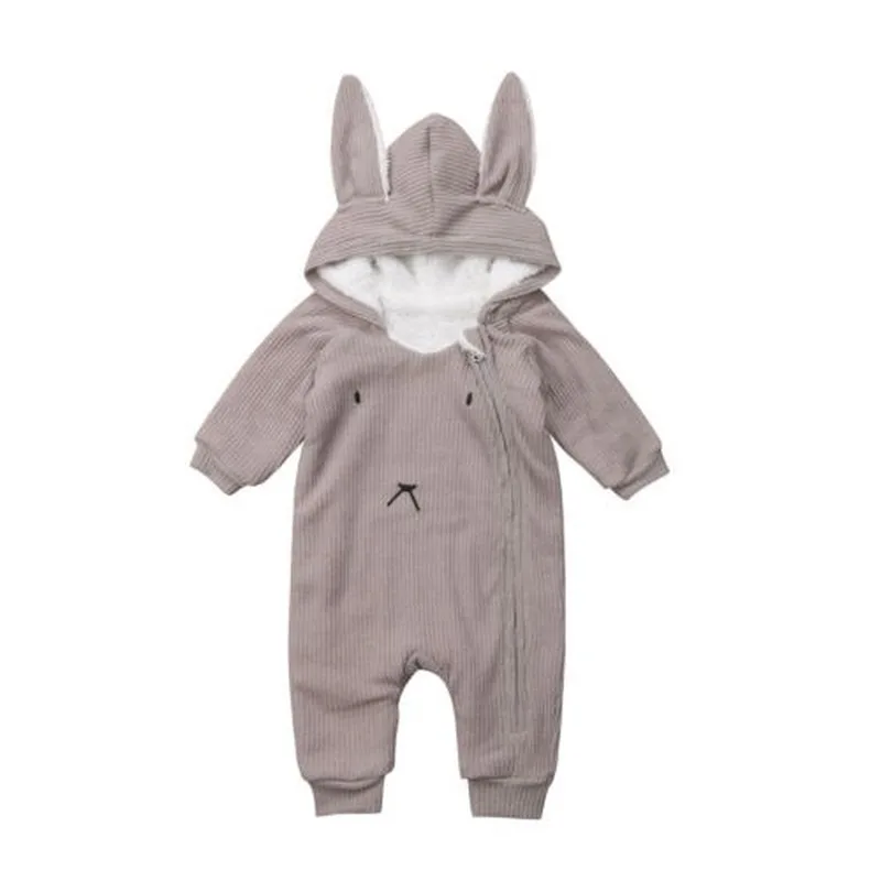 Baby Winter Clothes Warm Jumpsuit Newborn Infant Baby Boy Girl Cartoon Hooded 3D Ear Romper Jumpsuit Clothes Christmas Costume