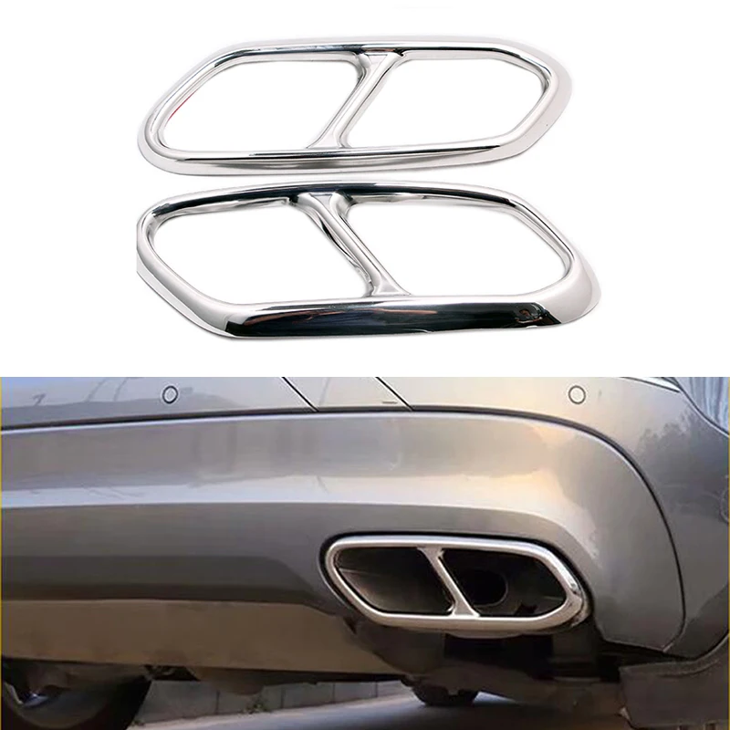 

2PCS Stainless Steel Car Tail Throat Frame Decoration Sticker Exhaust Trim for Volvo XC60 2018-2020 Exhaust Pipe Accessories