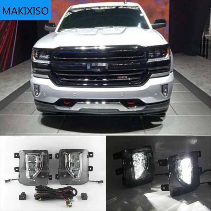 

1Pair LED Daytime Running Lights For chevrolet Silverado 1500 2016 2017 2018 DRL Relay Daylight foglamp assembly