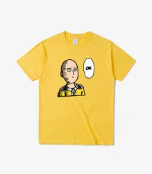 High Quality100% Cotton One punch man T shirts Wen Women Japanese anime Printed casual loose o-neck t-shirt Oversize tops