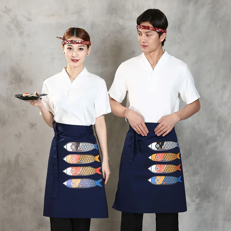 Japanese Cotton Chef\'s Apron for Men and Women, Chef\'s Uniform, Cooking Apron, Kitchen Work Wear, Cook Clothing, Clean