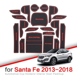 Anti-Slip Gate Slot Cup Mat for Hyundai Santa Fe 2013 - 2018 2017 2016 DM Maxcruz Grand SantaFe Car Accessories Mats Pad Rubber