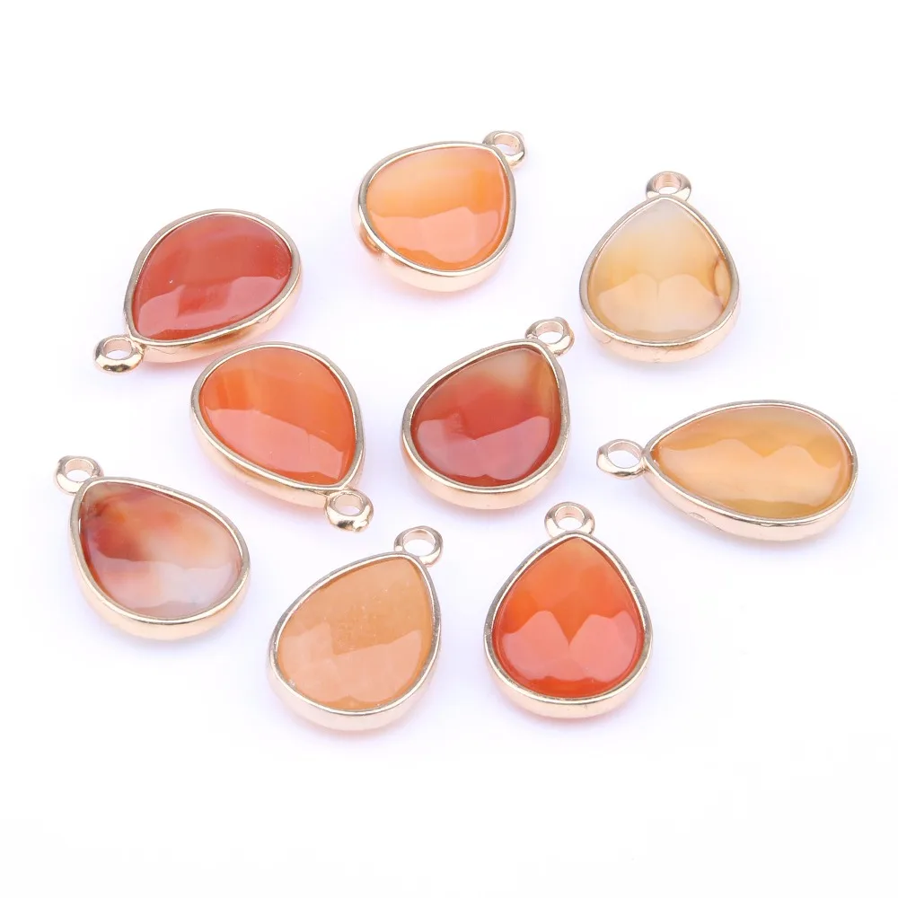 Natural Stone Water Drop Shape Pendant Rose Quartzz/Tiger Eyes Pendant DIY for Necklace Accessories or Jewelry Making